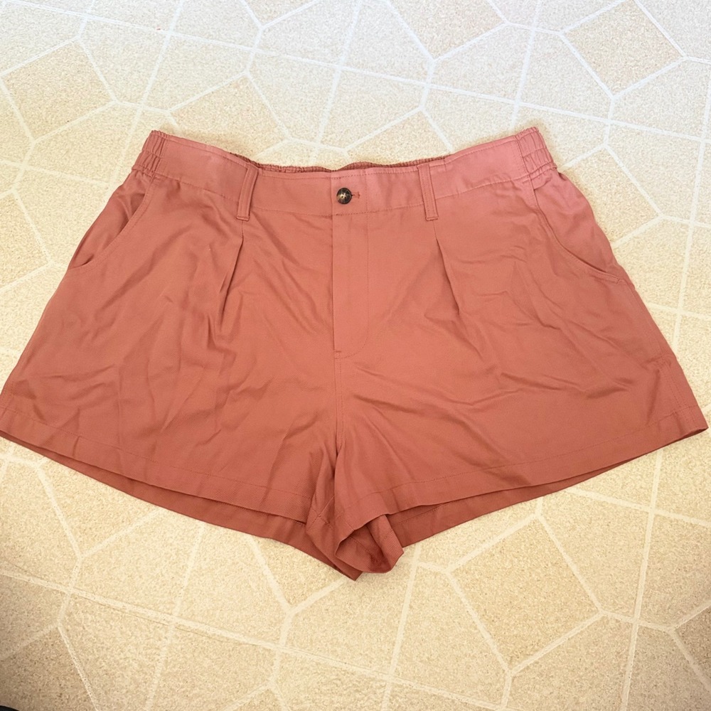 Madewell Pleated High Rise Shorts 18W Tencel Viscose Elastic Back Waistband